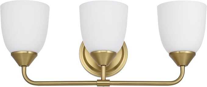 Gold 3-Light Traditional Bathroom Vanity Light Fixtures Over Mirror, Modern Vanity Lights for Living Room, Standard E26 Base, Aged Brass