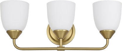 Gold 3-Light Traditional Bathroom Vanity Light Fixtures Over Mirror, Modern Vanity Lights for Living Room, Standard E26 Base, Aged Brass