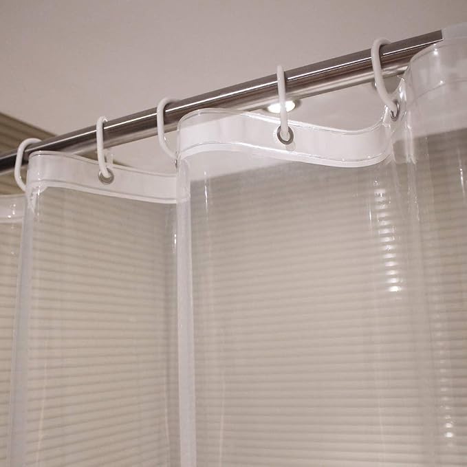 AooHome Standard 72x72 Inches Shower Curtain Liner, Clear Eva 8 Gauge Shower Liner with Hooks, Bottom Magnets, Water Repellent, Heavy Duty, Rust Proof Grommets