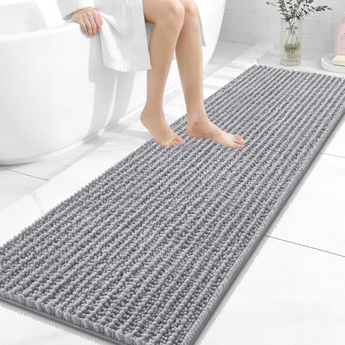 OLANLY Bathroom Runner Rugs 59x20, Thick Soft Absorbent Chenille Bath Rugs