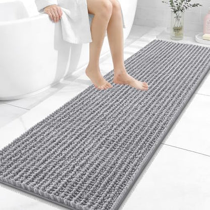 OLANLY Bathroom Runner Rugs 59x20, Thick Soft Absorbent Chenille Bath Rugs