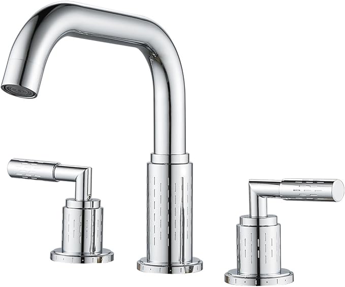 Bathroom Basin Mixer Faucet 3 Hole Brass Swivel Hot and Cold Water-Chrome Plated