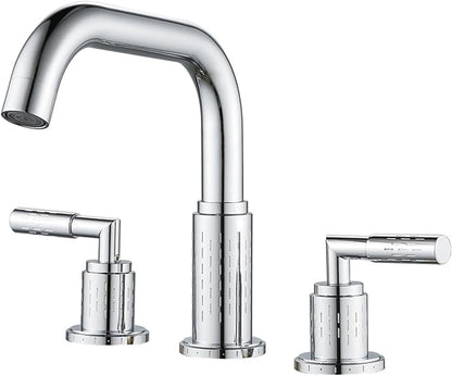 Bathroom Basin Mixer Faucet 3 Hole Brass Swivel Hot and Cold Water-Chrome Plated