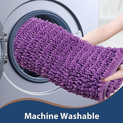 Luxury Chenille Lavender Bathroom Rugs Sets 2 Piece, Thickened Hot Melt Rubber Bottom Bath Mats for Bathroom Non Slip,Bath Rugs Quick Dry Machine Washable for Shower Mat