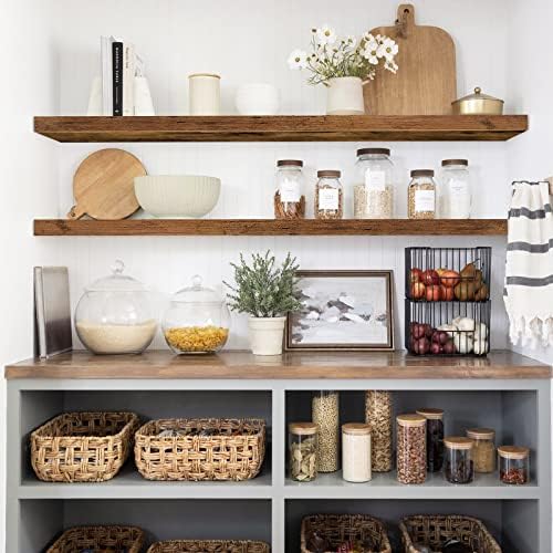 QEEIG Floating Shelves for Wall 47.2" Extra Long - Wall Shelf Bathroom Kitchen Living Room Bedroom Farmhouse Home Decor Display Bookshelf Large 47.2 x 9.3 inch Set of 2, Rustic Brown (008-120BN)