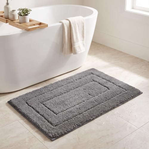 GRANNY SAYS Dark Grey Bathroom Rug 36" x 24", Non-Slip Microfiber Bath Mat