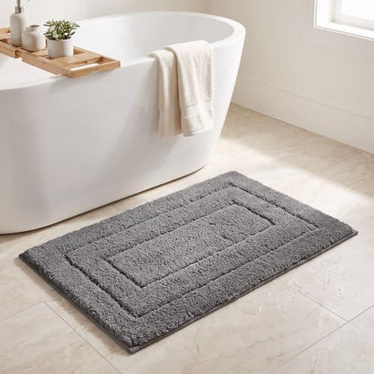 GRANNY SAYS Dark Grey Bathroom Rug 36" x 24", Non-Slip Microfiber Bath Mat