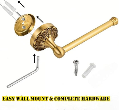 Antique Brass Bathroom Accessories, Solid Copper Towel Ring & Paper Holder, Vintage Wall Mount Hardware with Antique Bronze Finish (Single or Set) (Towel Holder (Single))