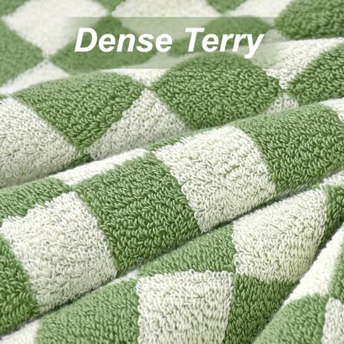 Checkered Bath Towels Set of 4 - Cotton Towels for Bathroom, Beach, Pool