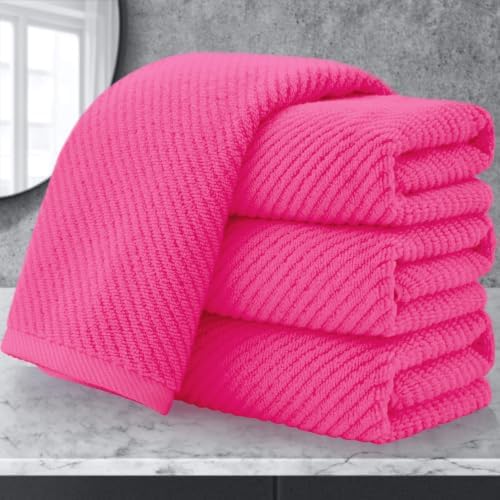 VOOVA & MOVAS Hot PinkHand Towels 4PC, 100% Cotton, 18x28 in