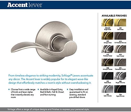 SCHLAGE Accent Lever with Wakefield Trim Non-Turning Lock in Aged Bronze - Left Handed - F170 ACC 716 WKFLH