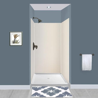 Transolid Expressions 36 in. x 36 in. x 72 in. 3-Piece Easy Up Adhesive Alcove Shower Wall Surround in Cameo EWK363672-46