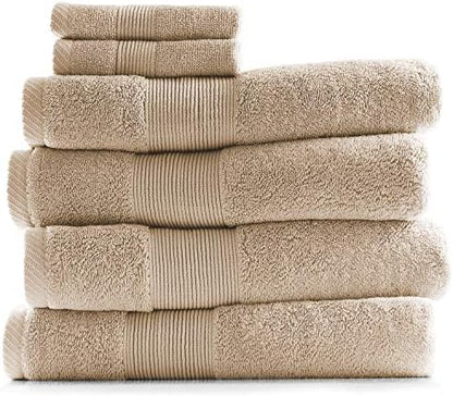 Hearth & Harbor Bath Towels for Bathroom - 100% Ring Spun Cotton Luxury Bathroom Towels - Ultra Soft & Highly Absorbent, Bath Towels Set of 6 - Beige Cream