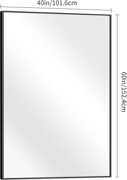 BONEWEI Bathroom Mirror,60x40 inch Bathroom Mirrors for Over Sink,Large Wall Mirror for Bathroom Wall Mounted Rectangle Mirrors,Black Vanity Mirror for Living Room,Bedroom Entryway,Horizontal/Vertical