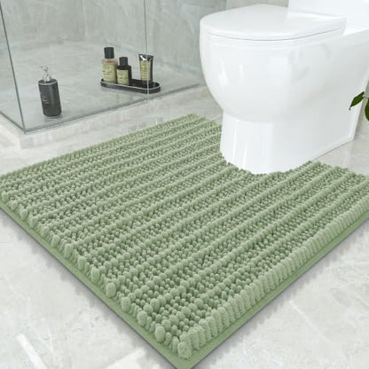 Smiry Bathroom Toilet Rugs U Shaped 24x24, Chenille Bath mats for Toilet