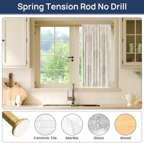 ENJOYBASICS 1" Gold Shower Curtain Rod, 30-52" Adjustable, Secure Tension