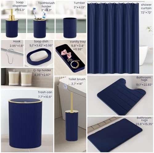 Navy Blue Bathroom Accessories Set - Bathroom Decor Sets