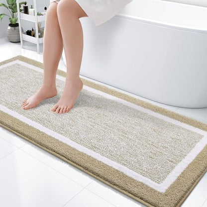 OLANLY Bathroom Runner Rugs 59x24, Extra Long Bath Mats for Bathroom, Beige