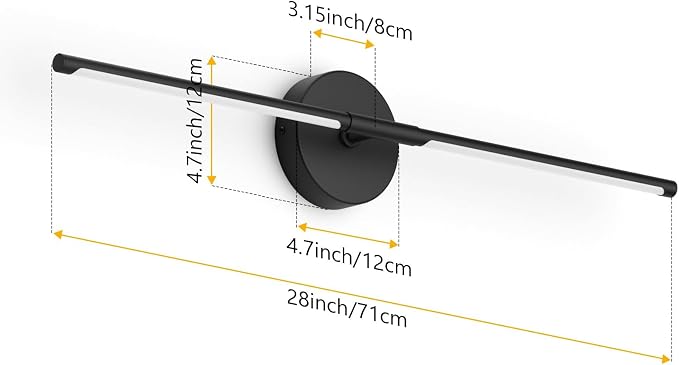 28In Black Wall Sconce Set of Two Hardwired 3000K LED Modern Wall Light Fixture 360° Rotatable for Living Room Hallway Bedroom(2 Pack)