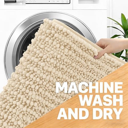 OLANLY Small Bathroom Rugs 24x16, Thick Soft Absorbent Chenille Bath Rugs