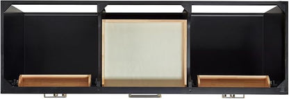 Isabella 66-Inch Black Double Bathroom Vanity with Sink, White Quartz Countertop 1.5" Edge, 2 Rectangular Undermount Sinks, 4 Soft-Closing Doors, 6 Dovetail Drawers, Plinth Base
