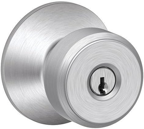 SCHLAGE F51A BWE 626 Bowery Knob Keyed Entry Lock, Satin Chrome