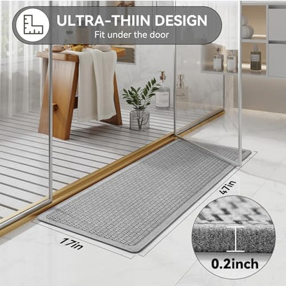 YDKGL Bathroom Runner Rug, Long Thin Bath Mat Fit Under Door, Grey 17x47