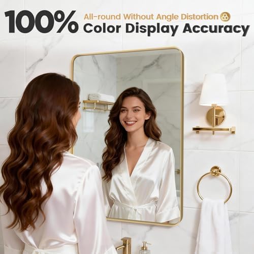 20"X40" Gold Bathroom Mirrors for Over Sink,Aluminum Frame