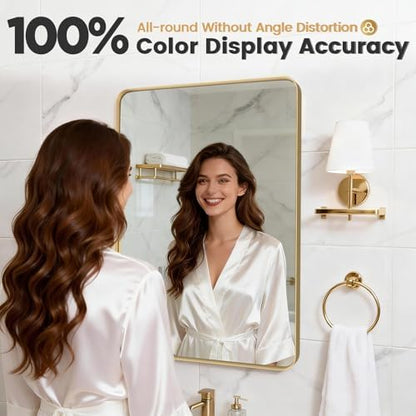20"X40" Gold Bathroom Mirrors for Over Sink,Aluminum Frame