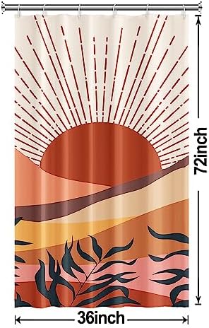 Boho Terracotta Stall Shower Curtain with Hooks 36x72 Inch