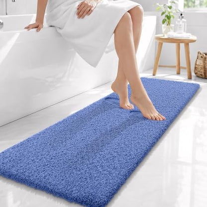 OLANLY Microfiber Bathroom Runner Rug 59x20, Soft Bath Mat, Cornflower Blue