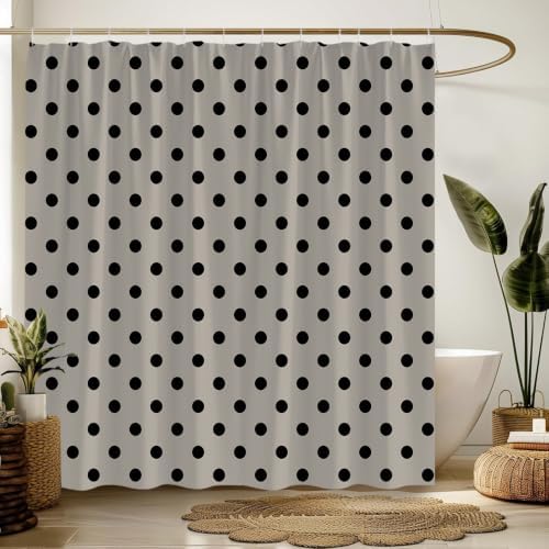 Polka Dot Shower Curtain Bathroom Decor with Hooks,67" Wx70 H