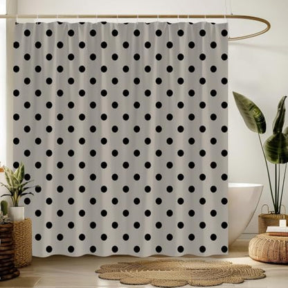 Polka Dot Shower Curtain Bathroom Decor 70x70 Inch with 12 Hooks,