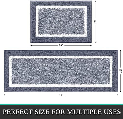 Pauwer Bathroom Rugs Sets 2 Piece, Non Slip Washable Bath Mat, Dark Grey
