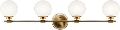 Kichler Benno 4-Light Vanity, Modern Light with Opal Glass in Champagne Bronze, for Bathroom or Powder Room (8.75" x 34"), 55173CPZ