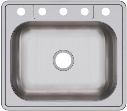 Elkay D125225 22 Gauge Stainless Steel Single Bowl Top Mount Kitchen Sink, 25 x 22 x 6.5625"
