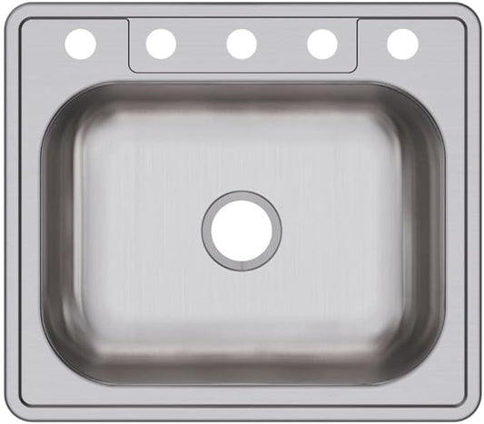 Elkay D125225 22 Gauge Stainless Steel Single Bowl Top Mount Kitchen Sink, 25 x 22 x 6.5625"