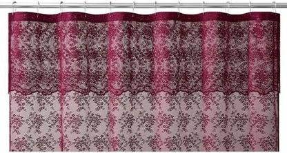 TUDECO Extra Long Dark Red Shower Curtain with Valance, 72W x 90L Inch