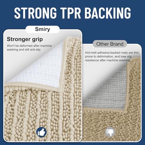 Smiry Bathroom Rugs 34X21, Extra Soft Rubber Backing Chenille Bath Mats