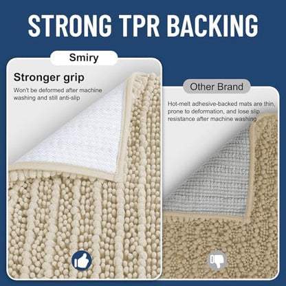 Smiry Bathroom Rugs 34X21, Extra Soft Rubber Backing Chenille Bath Mats