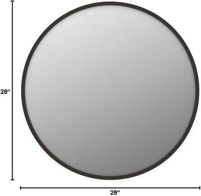 Growsun 28'' Black Round Mirror for Bathroom, Circle Bathroom Mirror for Wall, Entryway Living Room with Metal Frame for Home Decor
