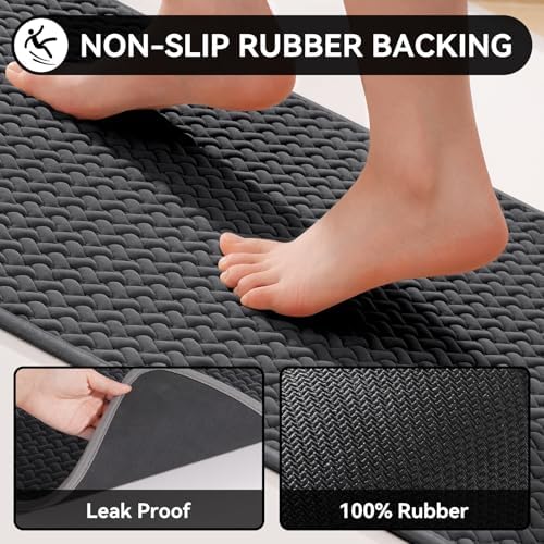YDKGL Bathroom Rugs Non Slip, Foam Weave Texture Bath Mat, Grey 16x24