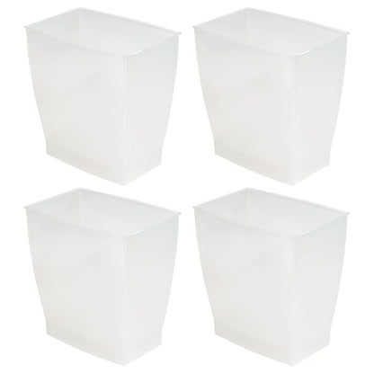 iDesign Small Plastic Bathroom Trash Can, Slim Rectangle, 4-Pack, Frost | Bedroom, Office, Dorm