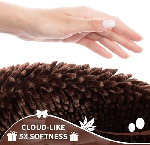 Yimobra Long Bathroom Rugs Runner 55x24 Inch, Extra Thick Soft Absorbent Chenille Bath Mat, Non Slip Machine Washable, Quick Dry Bath Rugs for Bathroom Floor, Tub and Shower, Brown