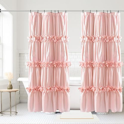 Homechoice Decor Peach Shower Curtain 2 Pack, 36" W x 72" H x 2 Panels