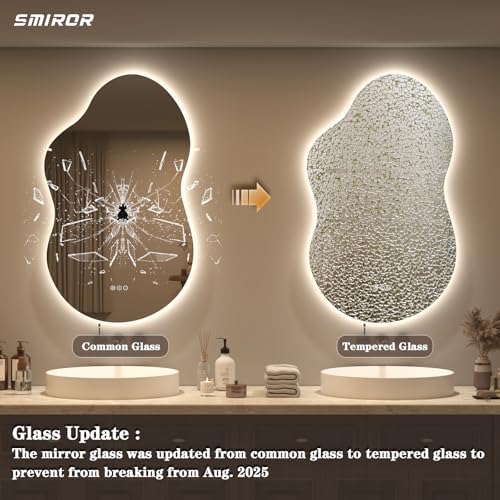 SMIROR 48x26 Irregular Backlit Led Lighted Bathroom Vanity Mirror