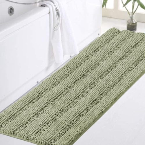 Turquoize Bathroom Runner Rug 17"x47", Soft Absorbent Chenille Bath Rug