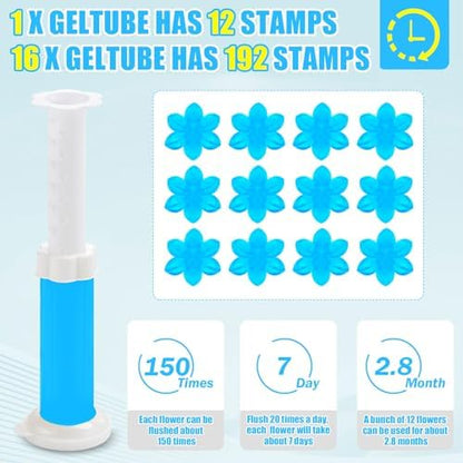 16 Pack Toilet Gel Stamp, 192 Stamps, Flowers Shaped,Toilet Bowl Cleaners
