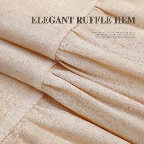 Farmhouse Shower Curtain Ruffle Linen Beige 54" W x 72" L