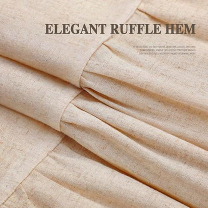 Farmhouse Shower Curtain Ruffle Linen Beige 54" W x 72" L